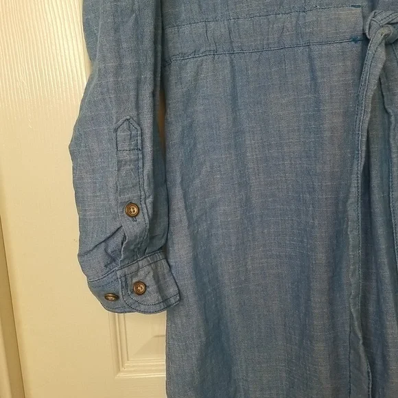 Cabela's Blue Denim Long Sleeve Chambray Shirt Dress Size Small Petite - Picture 3 of 12